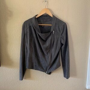BLANK NYC drape front faux suede jacket